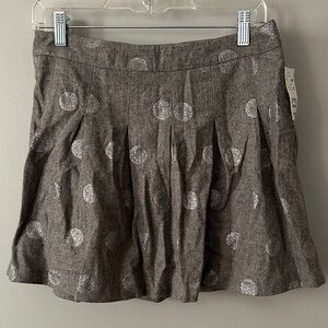 H&M Gray Pleated Skater Skirt with Silver Glitter Polka Dots NWT